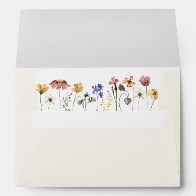 Colorful Wildflower | Beige Wedding Invitation Envelope (Back (Bottom))