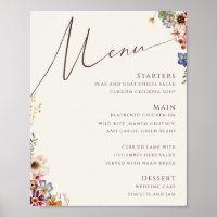Colorful Wildflower | Beige Wedding Menu Sign