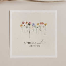 Colorful Wildflower | Beige Wedding Napkins