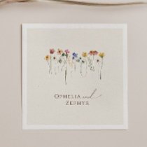 Colorful Wildflower | Beige Wedding Napkins