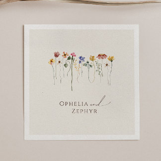 Colorful Wildflower | Beige Wedding Napkins