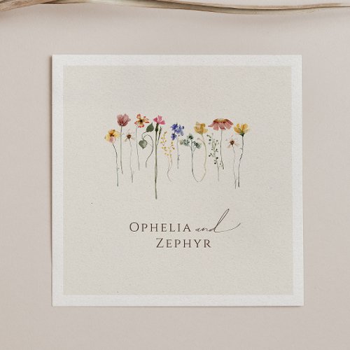 Colorful Wildflower | Beige Wedding Napkins