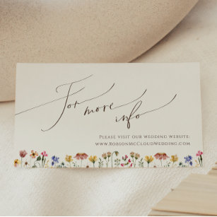 Colorful Wildflower   Beige Wedding Website Enclosure Card
