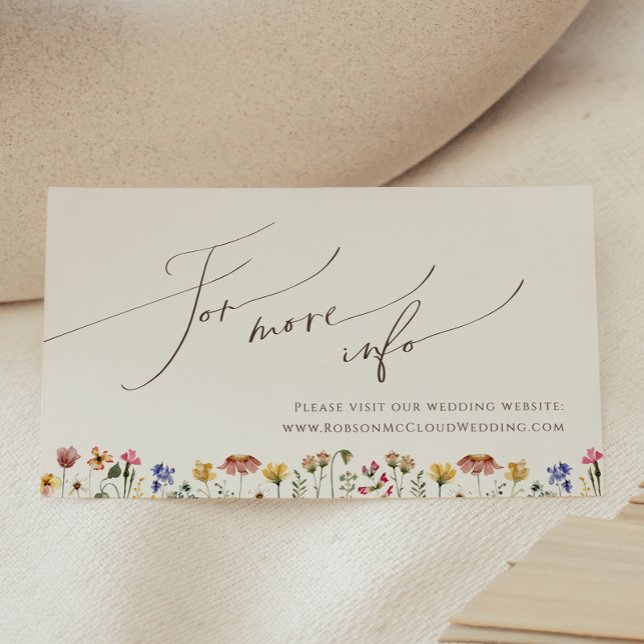 Colorful Wildflower | Beige Wedding Website Enclosure Card (Creator Uploaded)