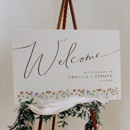 Colorful Wildflower | Beige Wedding Welcome Foam Board
