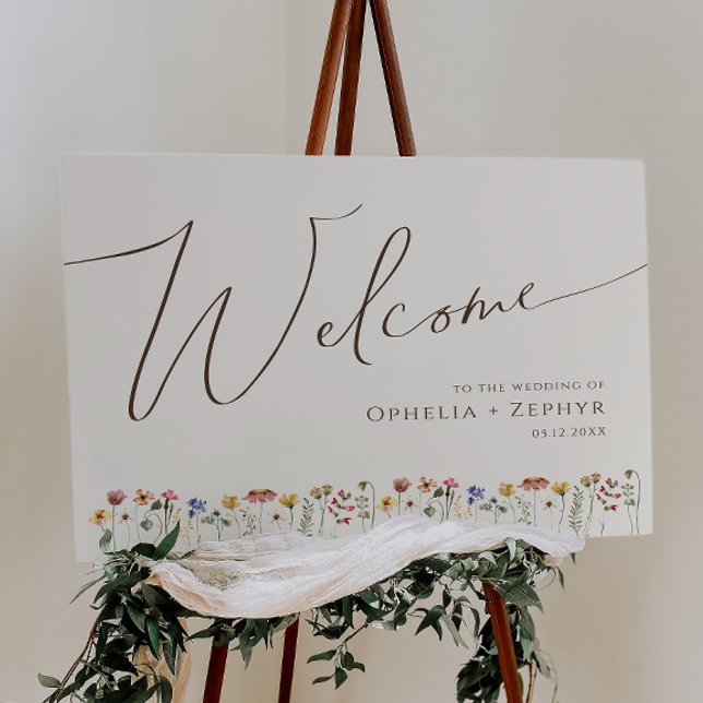 Colorful Wildflower | Beige Wedding Welcome Foam Board (Creator Uploaded)