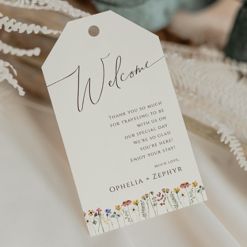 Colorful Wildflower  Beige Wedding Welcome Gift Tags