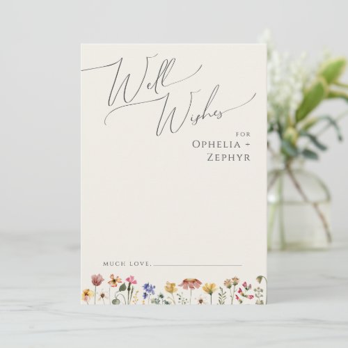 Colorful Wildflower Beige Wedding Well Wishes Card