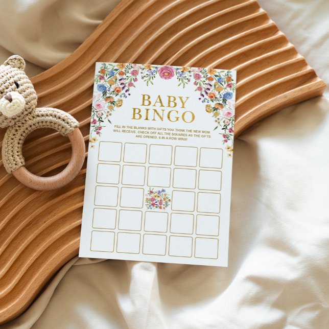 Colorful Wildflower Bingo Baby Shower Game Card (Creator Uploaded)
