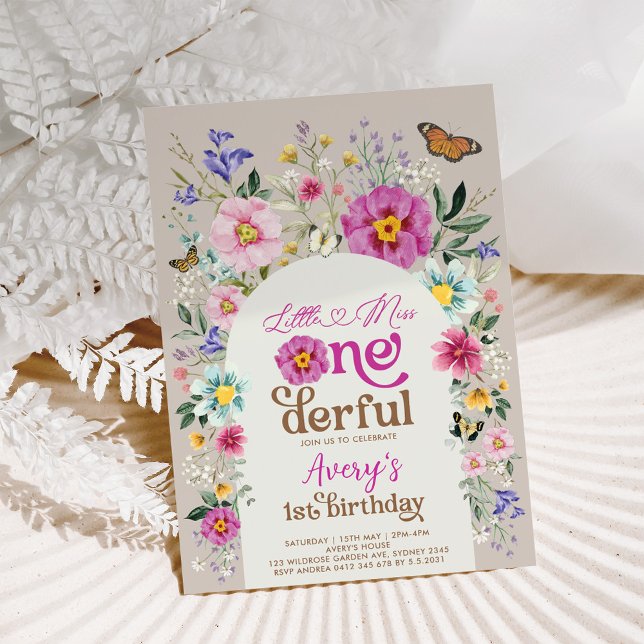 Colorful Wildflower Birthday Miss ONEderful Party Invitation (Creator Uploaded)