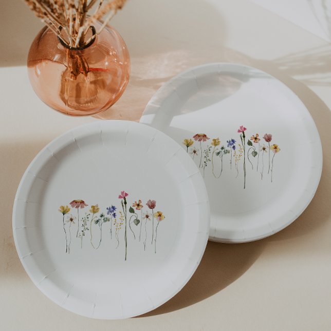 Colorful Wildflower Birthday Party Paper Paper Plates (Creator Uploaded)