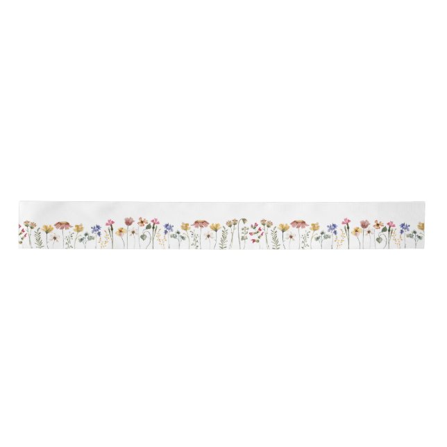 Colorful Wildflower Birthday Satin Ribbon (Front)