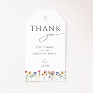 Colorful Wildflower Birthday Thank You Favor Tag