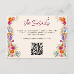 Colorful Wildflower Bloom Garden Wedding Website Enclosure Card