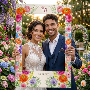Colorful Wildflower Bloom Whimsical Garden Wedding Selfie Frame