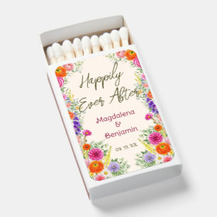 Colorful Wildflower Blooms Garden Wedding Favor Matchboxes