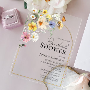 Colorful Wildflower Boho Bridal Shower Acrylic Invitations
