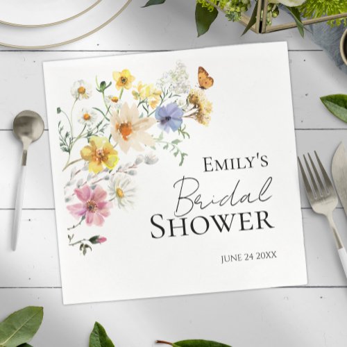 Colorful Wildflower Boho Bridal Shower Napkins