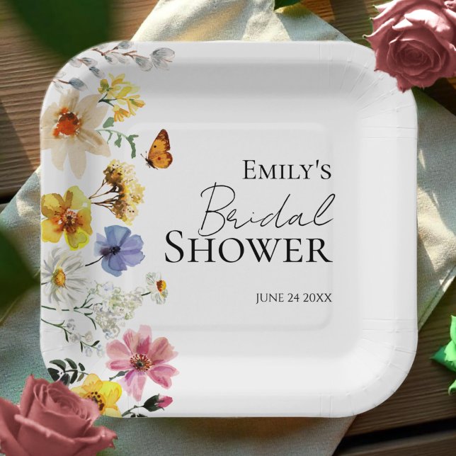Colorful Wildflower Boho Bridal Shower Paper Plates (Creator Uploaded)