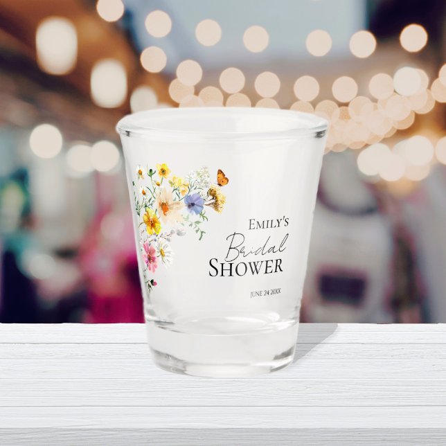Colorful Wildflower Boho Bridal Shower Shot Glass (Creator Uploaded)