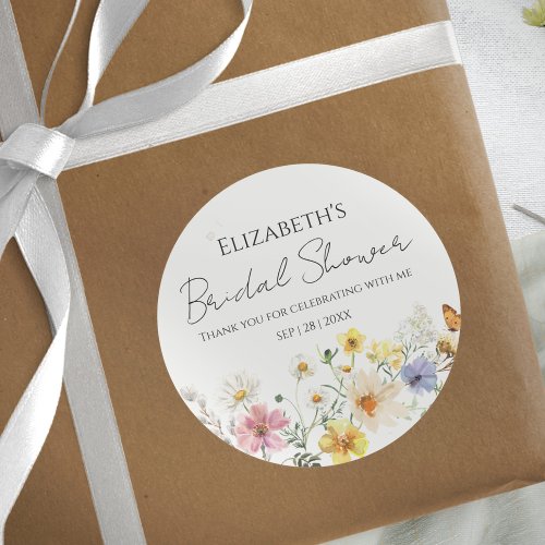 Colorful Wildflower Boho Bridal Shower thank you Classic Round Sticker