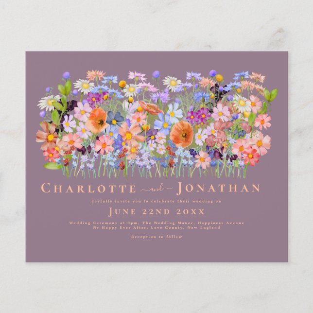 Colorful Wildflower Boho Budget Wedding Flyer (Front)
