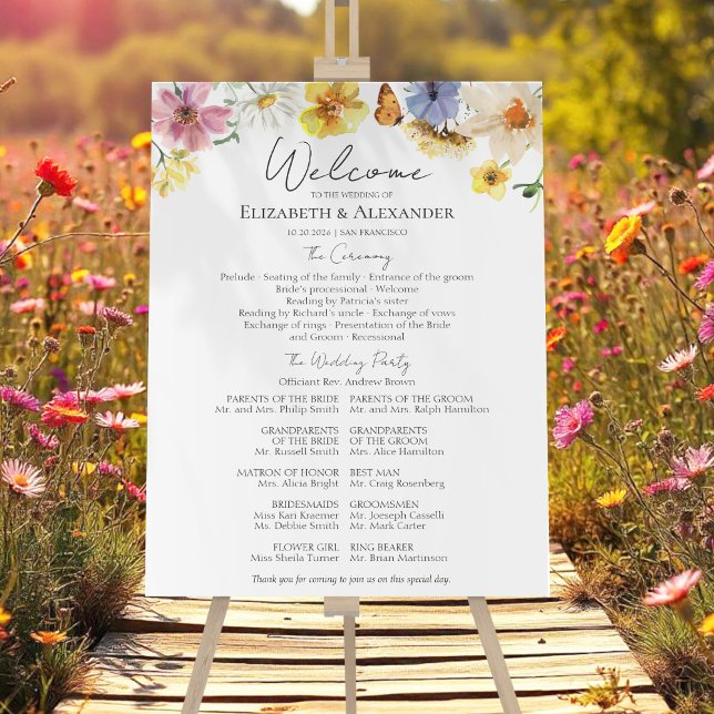 Colorful Wildflower | Boho Ceremony Program Sign (Creator Uploaded)