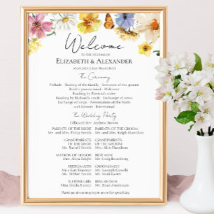 Colorful Wildflower Boho Ceremony Program Sign
