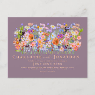 Colorful Wildflower Boho Chic Wedding Postcard