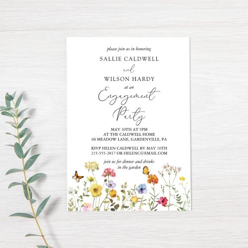 Colorful Wildflower Boho Garden Engagement Party Invitation