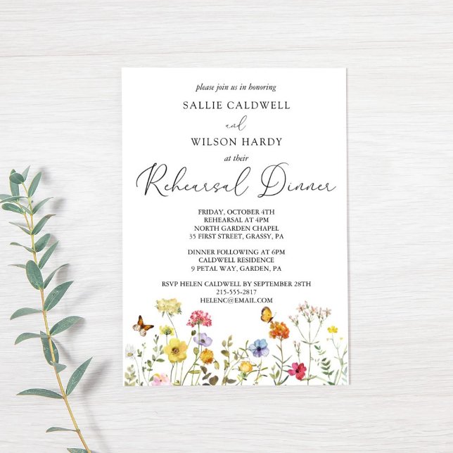 Colorful Wildflower Boho Garden Rehearsal Dinner Invitation (Creator Uploaded)