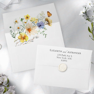 Colorful Wildflower Boho Liner & Return Address Envelope