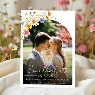 Colorful Wildflower Boho Photo Save the Date Invitation
