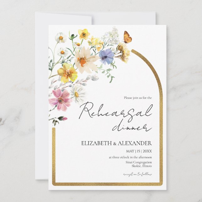 Colorful Wildflower Boho Rehearsal Dinner Invitation (Front)