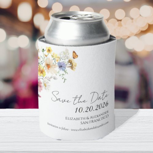 Colorful Wildflower  Boho Wedding Can Cooler
