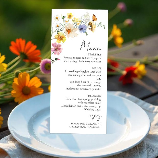 Colorful Wildflower | Boho Wedding Menu Card (Creator Uploaded)