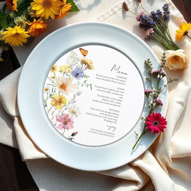 Colorful Wildflower | Boho Wedding Menu Card (Creator Uploaded)