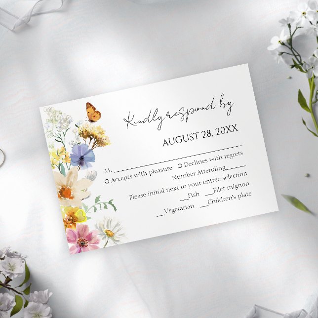 Colorful Wildflower | Boho Wedding RSVP Cards (Creator Uploaded)