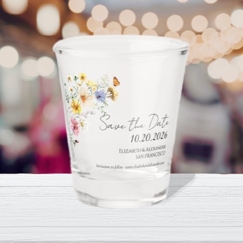 Colorful Wildflower  Boho Wedding Shot Glass