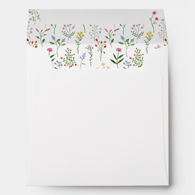 Colorful wildflower boho wedding square Envelope  (Back (Bottom))