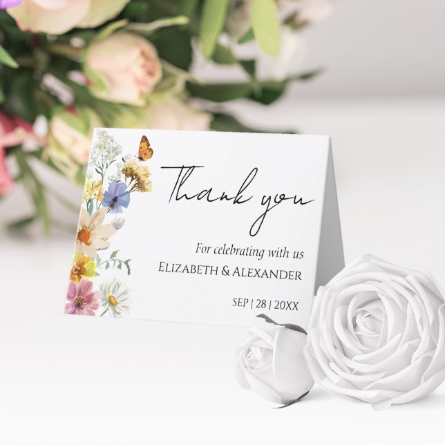 Colorful Wildflower | Boho Wedding Thank You Card (Creator Uploaded)