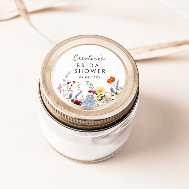 Colorful Wildflower Border Classic Round Sticker (Creator Uploaded)