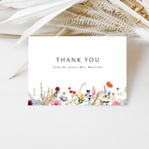 Colorful Wildflower Border Thank You Card