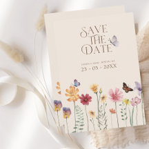 Colorful Wildflower Botanical Save The Date