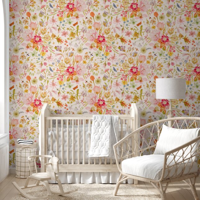 Colorful Wildflower Botanical  Wallpaper (Kids)