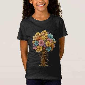 Colorful Wildflower Bouquet Whimsical Art T-Shirt