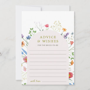 Colorful Wildflower Bridal Shower Advice Wishes Card