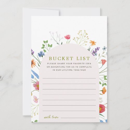 Colorful Wildflower Bridal Shower Bucket List Idea Advice Card