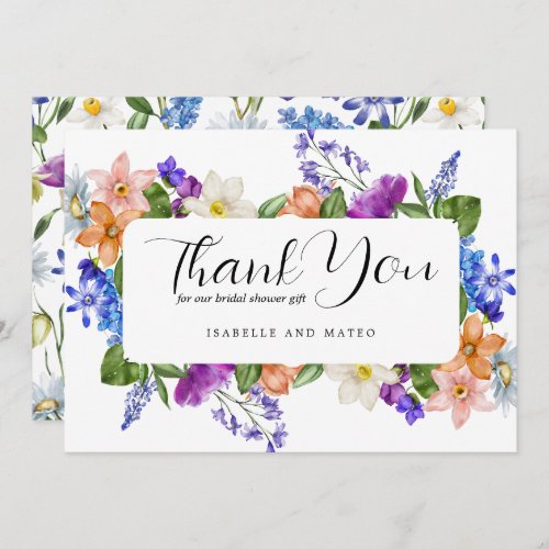 Colorful Wildflower Bridal Shower Flat Thank You Card