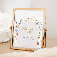 Colorful Wildflower Bridal Shower Flower Bar Sign